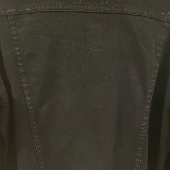 Road Narrows NYC Black Denim Button Down Jacket Size L Embroidered Distressed - Picture 13 of 16